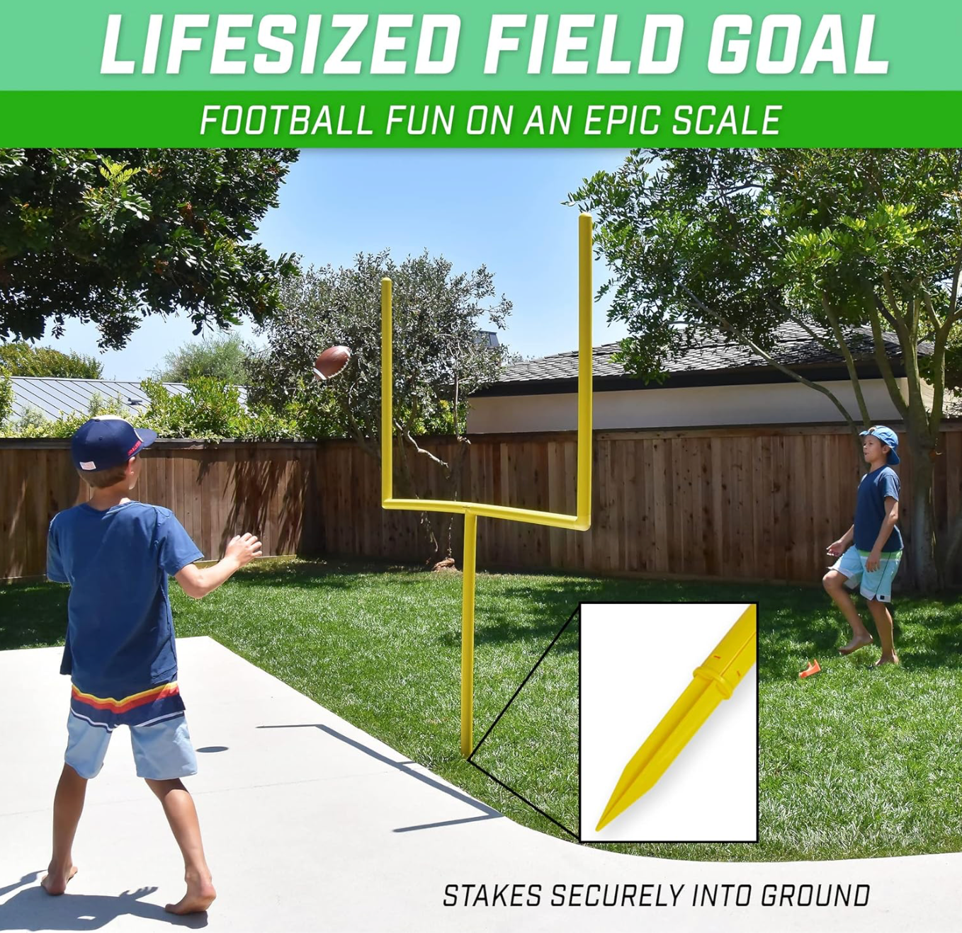 GoSports Football Field Goal Post - 6 or 8 ft Backyard Football Game