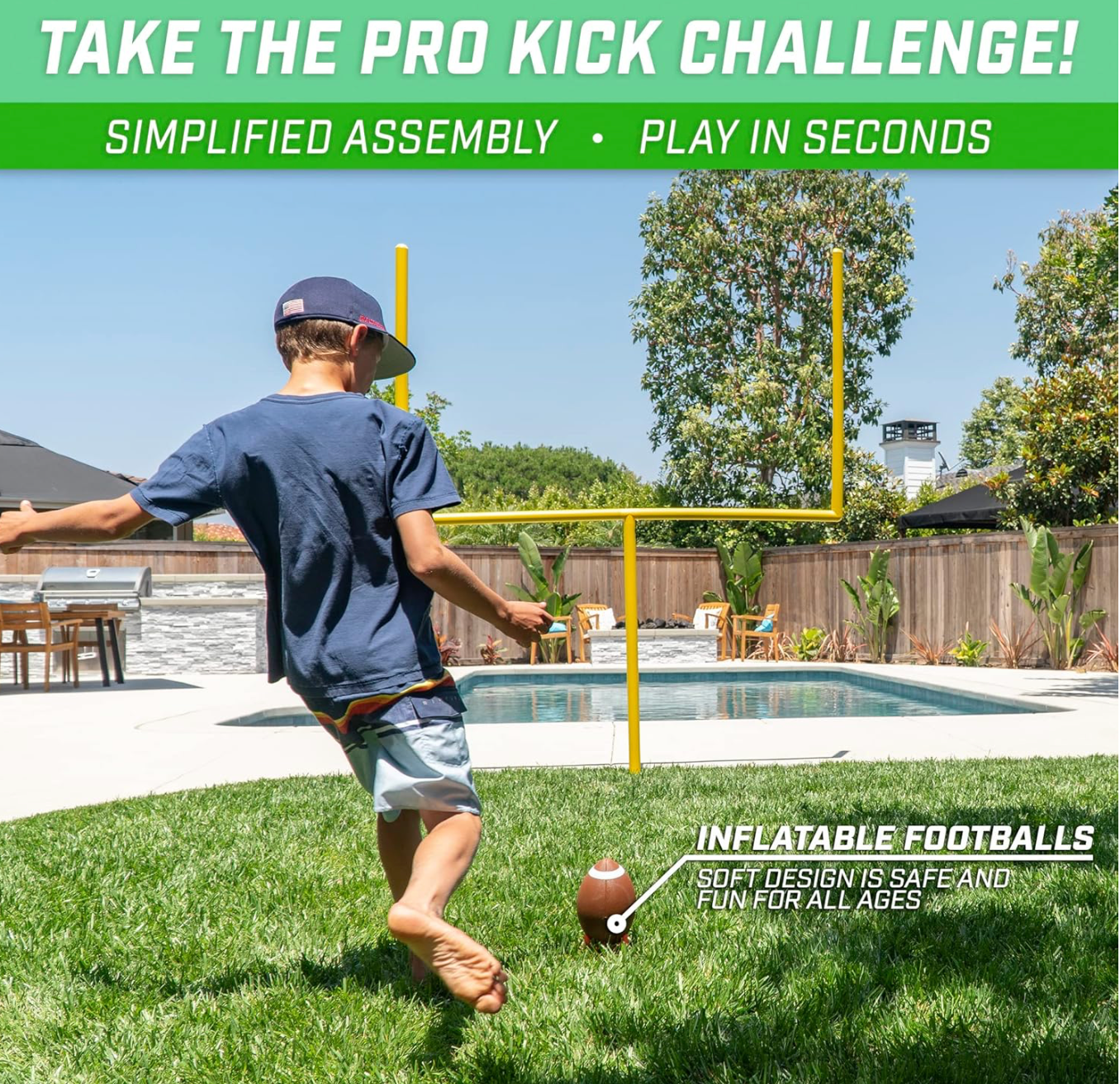 GoSports Football Field Goal Post - 6 or 8 ft Backyard Football Game