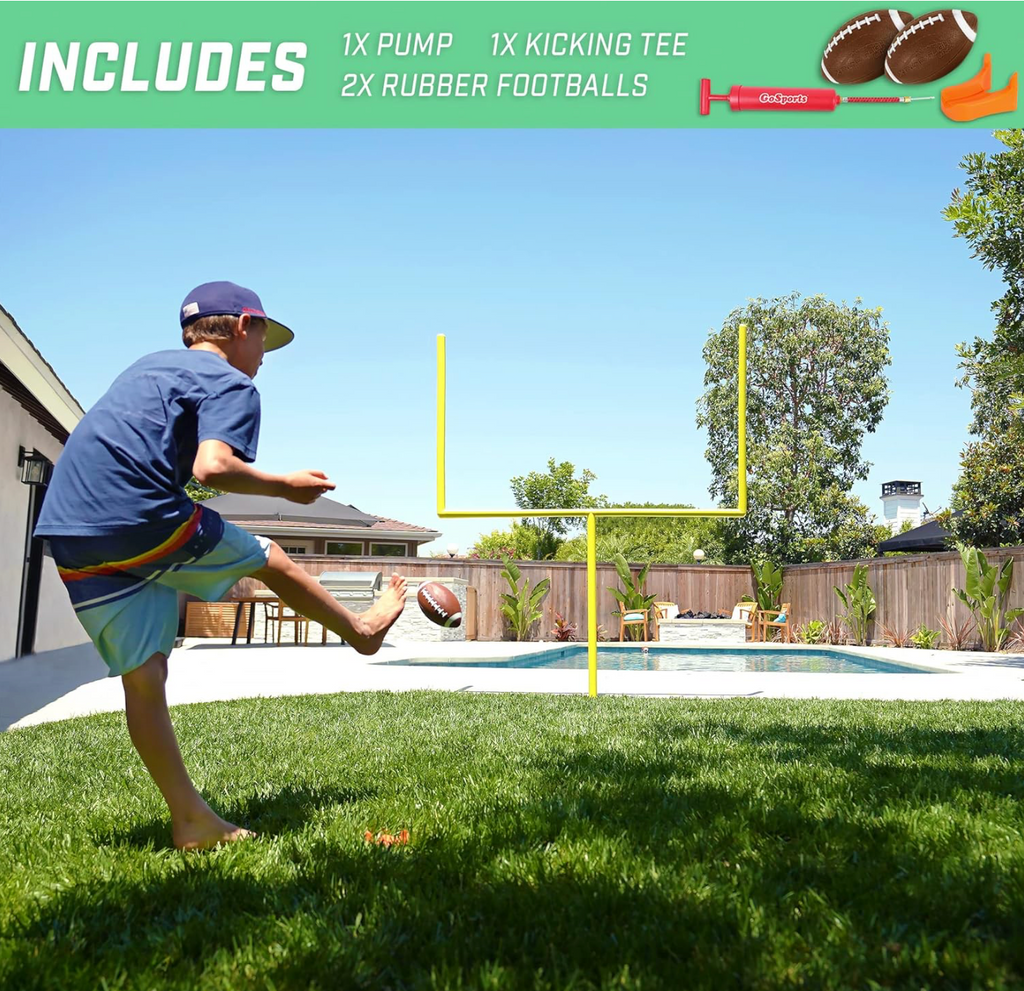 GoSports Football Field Goal Post - 6 or 8 ft Backyard Football Game