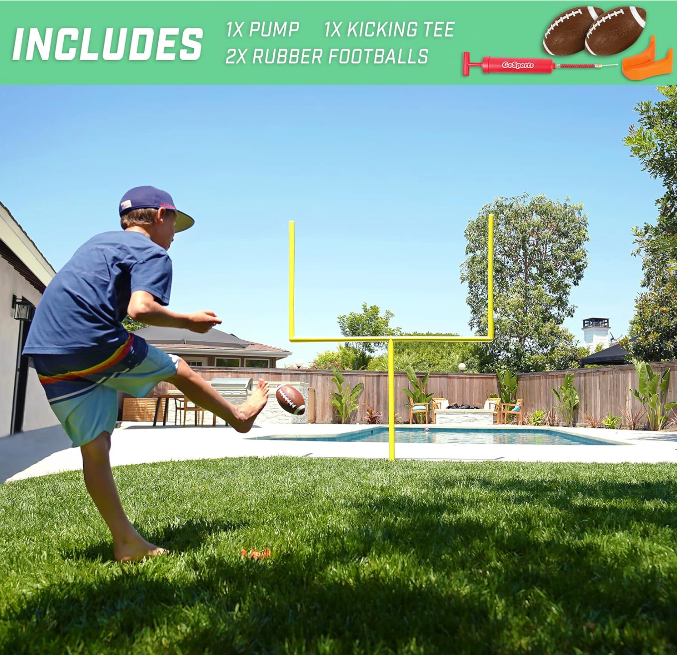 GoSports Football Field Goal Post - 6 or 8 ft Backyard Football Game